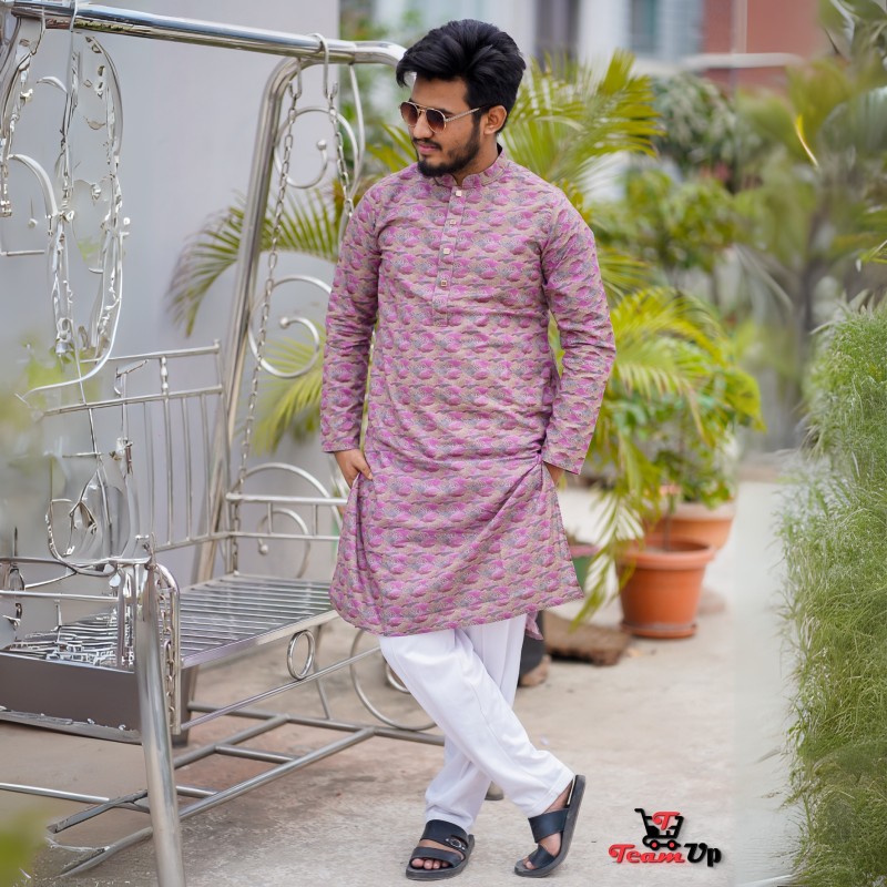 Exclusive Light Purple Theme Cotton Panjabi